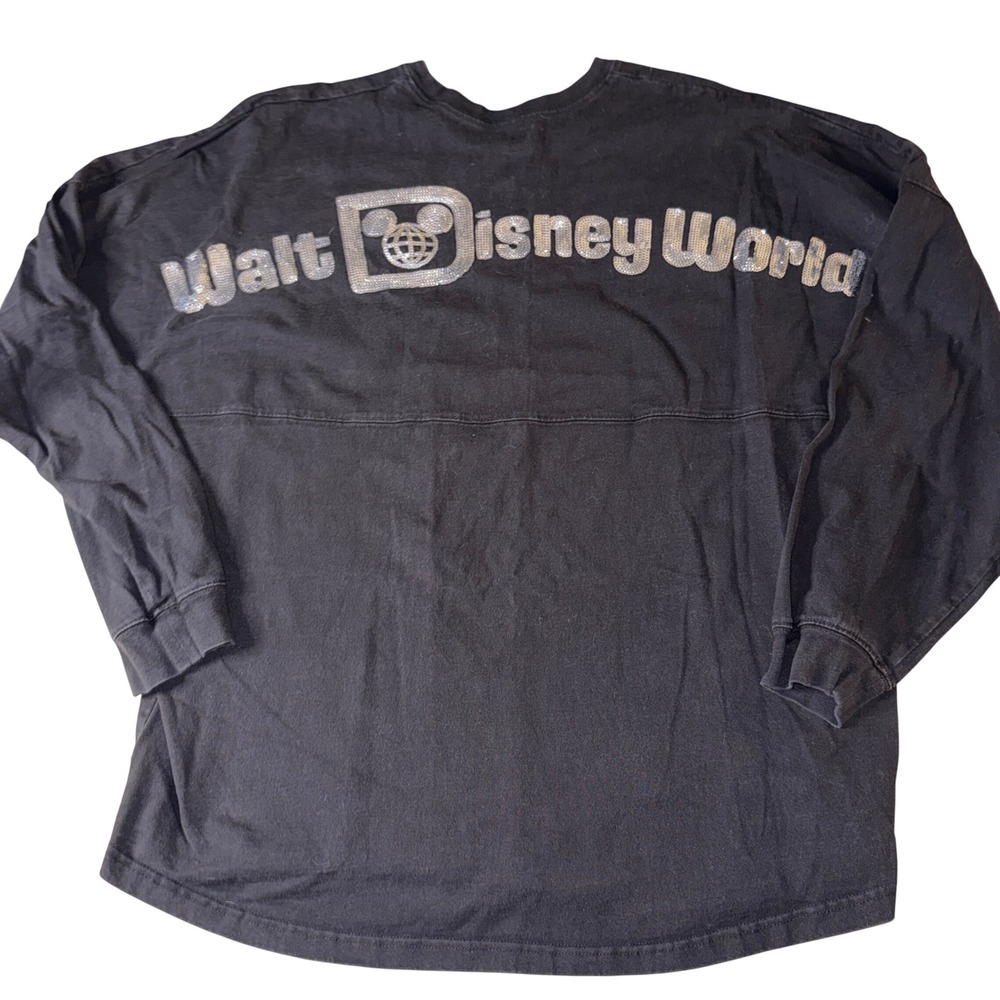 Disney Parks Spirit Jersey XXL Black Sequin Walt Disney World Long Sleeve Shirt